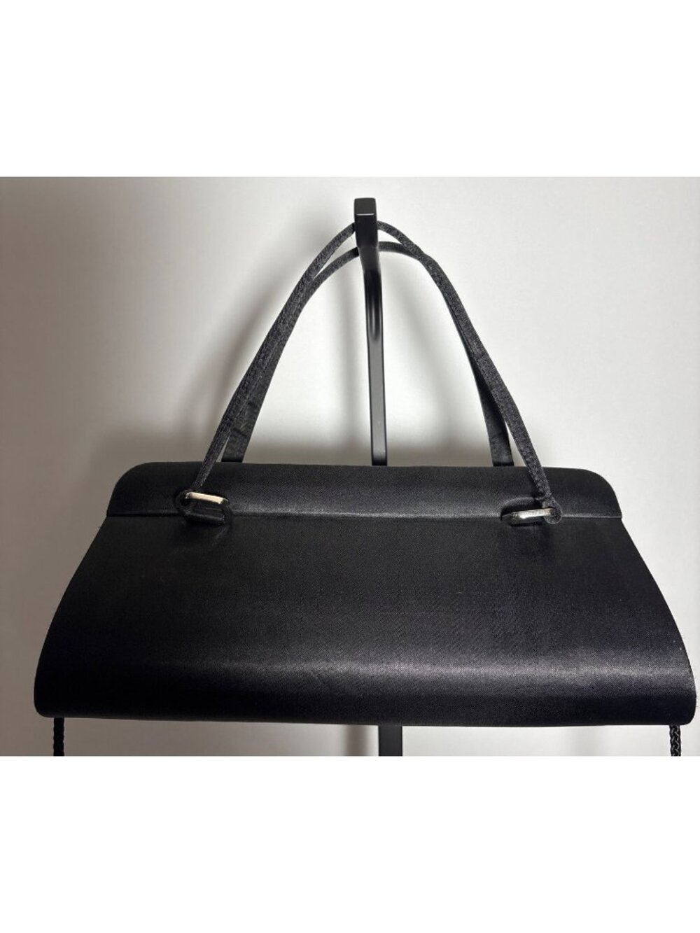 La Regale Black Formal Evening Vintage Clutch Crossbody Shoulder Strap Purse - Picture 4 of 13